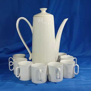 Ernest Sohn Coffee Teapot Tea Pot 8 Cups Set Mid Century Scandinavia White